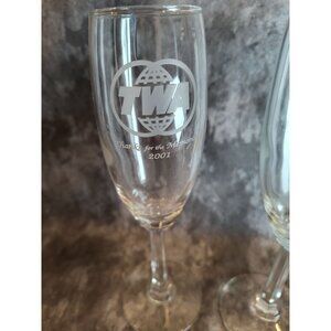 TWA "Thanks For The Memories" 2001 Champagne Flute Set